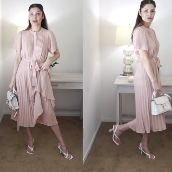 🏵️💚 Pleated Chiffon Dress - Picture 9 of 11